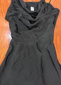 Sleek Black Satin Slip Dress