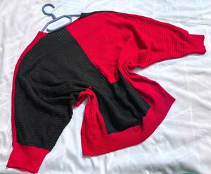 🎁Cozy Red &amp; Black Knit Top D