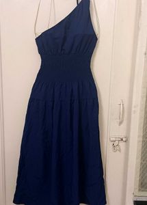 Blue One-Shoulder Midi Dress