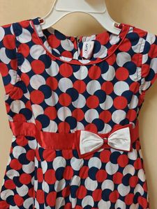 Girls Red, White &amp; Blue Polka Dot Dress