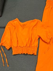 Bright Orange Crop Top &amp; Pant Set