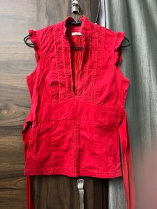 Vibrant Red Sleeveless Top