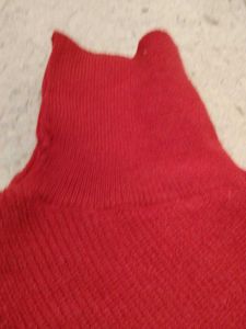 Red Asymmetric Knit Top (Poncho Style)