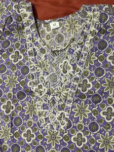 Beautiful Lavender Floral Print Kurta Set “M”