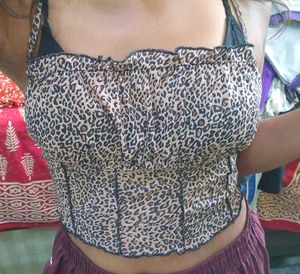 Leopard Print Smocked Camisole Top