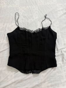 Black Faux Leather Corset Top