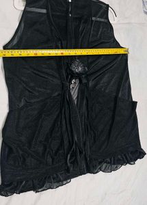 Black Sheer Vest with Floral Detail