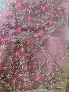 Exquisite Pink Embellished Saree