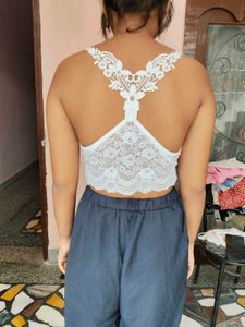 Cream Lace Cropped Bralette Top
