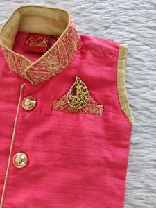 Pink And Golden Kurta Set ( Boys) | Chest 20| Leng