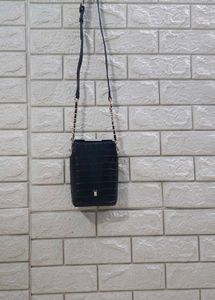 Maria Kurki Black Croc Embossed Crossbody Bag