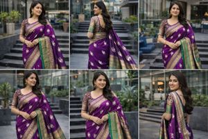 Elegant Purple Banarasi Silk Saree