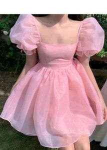 Pink Puffy Princess Dress, Women's Fashion Dress, Size M,