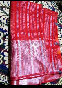 Red & Silver Striped Saree....