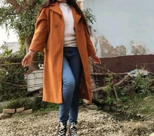 Orange Wool Blend Overcoat