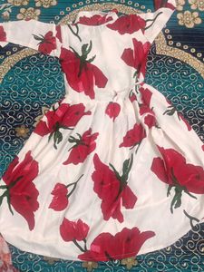 Girls White Floral Print Top