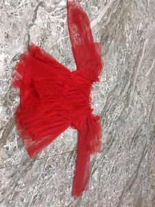 unwared Vibrant Red off shoulder top