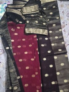 Elegant Black & Maroon Saree