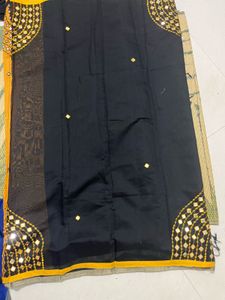 new black with yellow saree