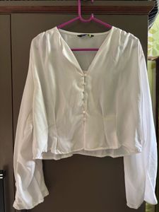 Chic White V-Neck Blouse