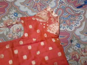 Beautiful Orange Brocade Kurta