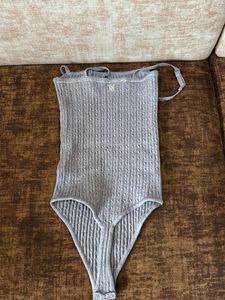 Victoria’s Sectet Luxe Gray Cable Knit Bodysuit