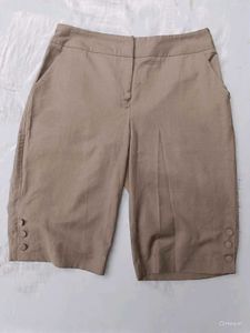 Beige High Waist Tailored Shorts | Smart Casual |