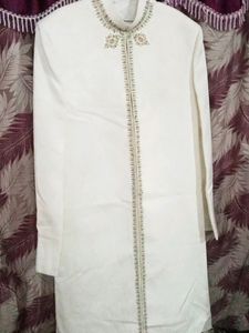 Mens Cream Sherwani 40 Size with pagdi and pant
