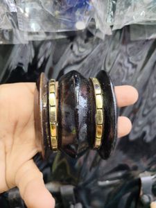 Emerald Green Bangles with Gold Accents