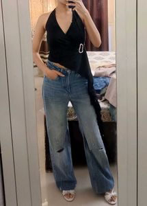 halter neck black top