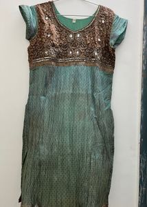 Embellished Teal Kurta set with dupatta