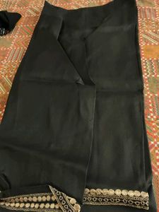Elegant Black Kurta with Embellished Neckline