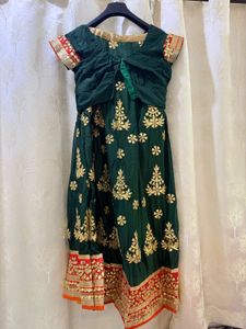 Green &amp; Red Embroidered Heavy Lehenga Choli Set