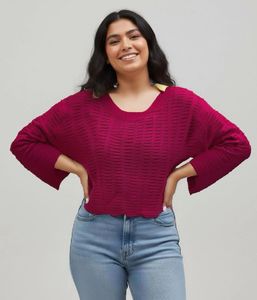 Magenta Textured Knit Sweater