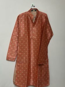 Men's Peach Printed Kurta
