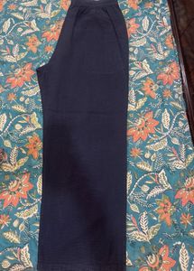 Classic Navy Blue Textured Pants