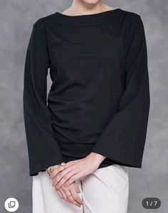 adjustable shein Chic Black Bell Sleeve Top