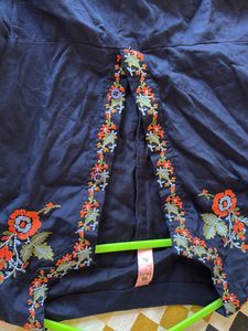 Embroidered Navy Blouse - XL