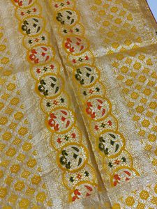 Royal Zari work Yellow saree💚💛✨�
