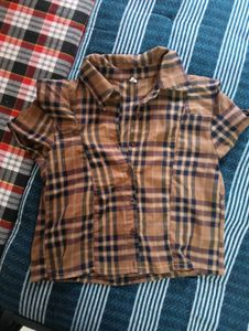 Brown Plaid Button-Up Shirt