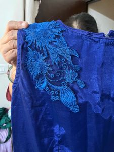 Elegant Blue Embroidered Dress