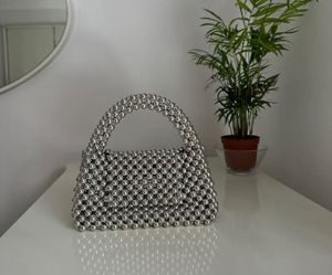 Silver Metallic Beaded Bag