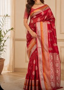 Elegant Red Silk Saree with blouse