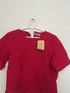 Bright Red Textured Cropped Top