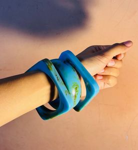Chatpati Blue Square Bangle Set