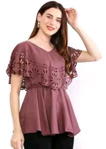 Chic Mauve Cut-Out Sleeve Top
