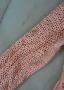 Pink Lace Trim Knit Cardigan