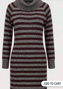 Cozy Striped Cowl Neck Tunic