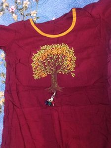 Maroon Anarkali Kurta with Tree Embroidery