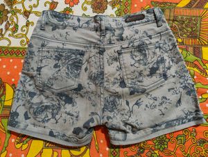 Floral Print Denim Shorts